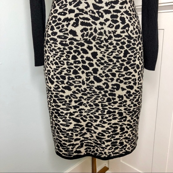 Calvin Klein Cowl Neck Sweater Dress Animal Print Sheath Career Office Small - Picture 4 of 8